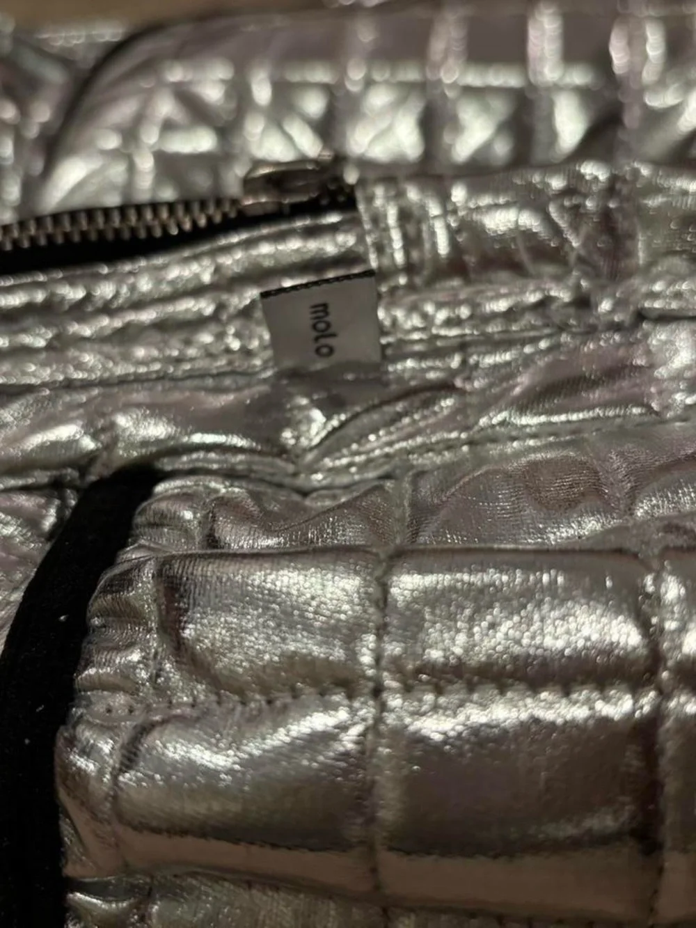 MOLO Metallic Silver Quilted Backpack - Stylish Women’s or Girl’s Daypack